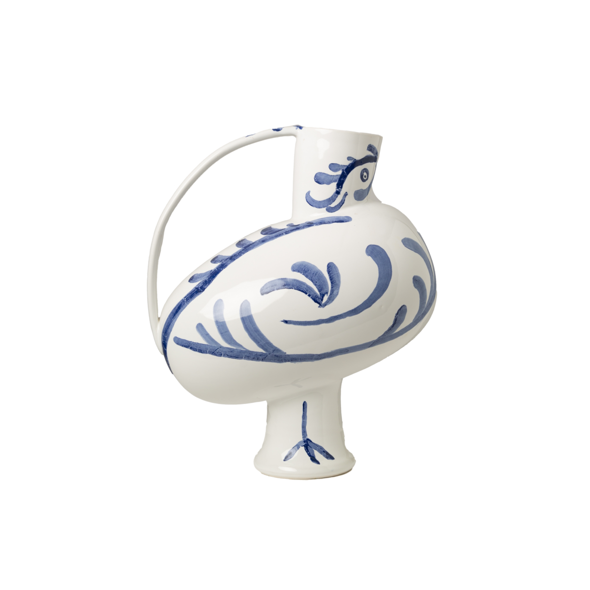 Pablo Pitcher, White w/ Blue Decor
