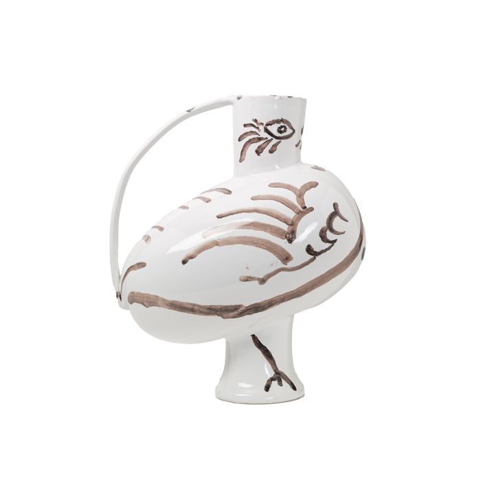 Pablo Pitcher, White w/ Dark Brown Decor