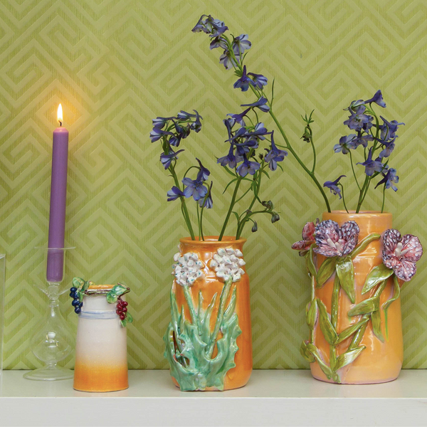 Medium Mango Vase with White Flowers