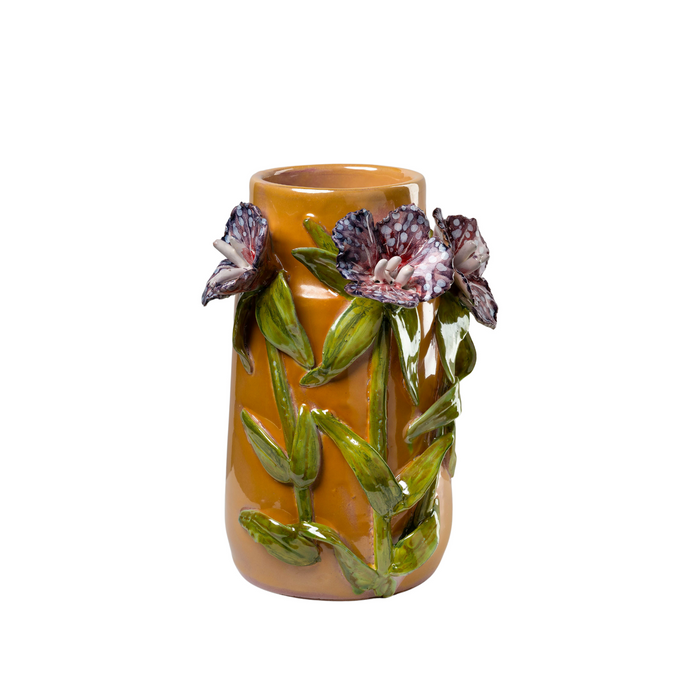 Medium Mango Vase with Lavender Flowers