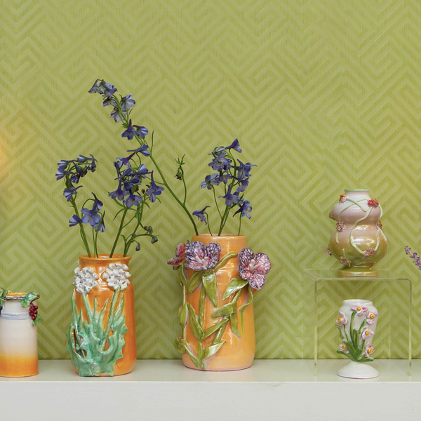 Medium Mango Vase with Lavender Flowers