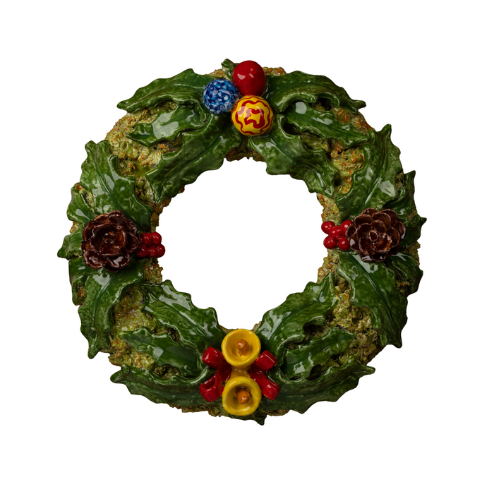 Holly Wreath: Pinecones & Bells