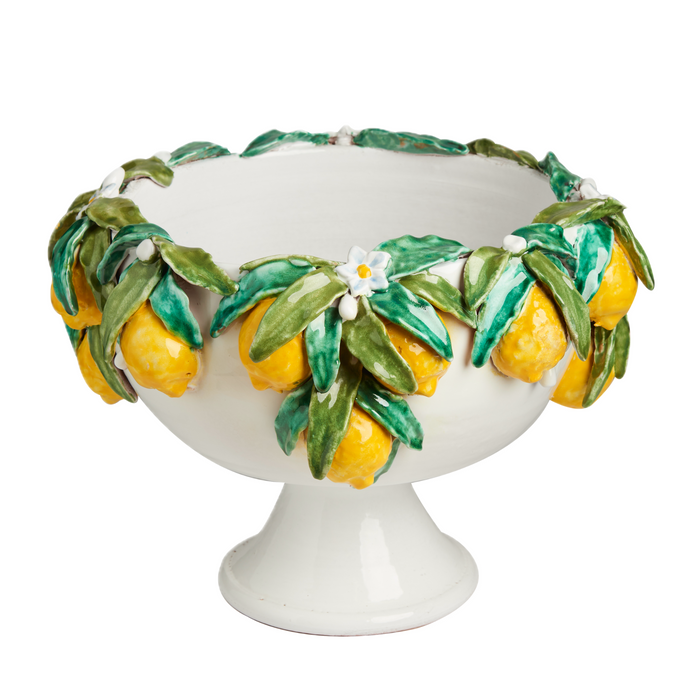 Footed Bowl with Lemons