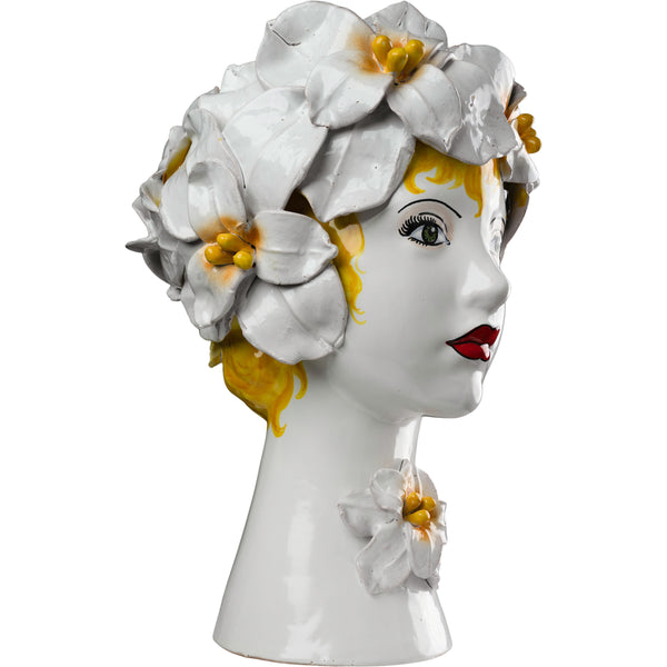 Small Ceramic Head Vase, w/ Magnolia Med