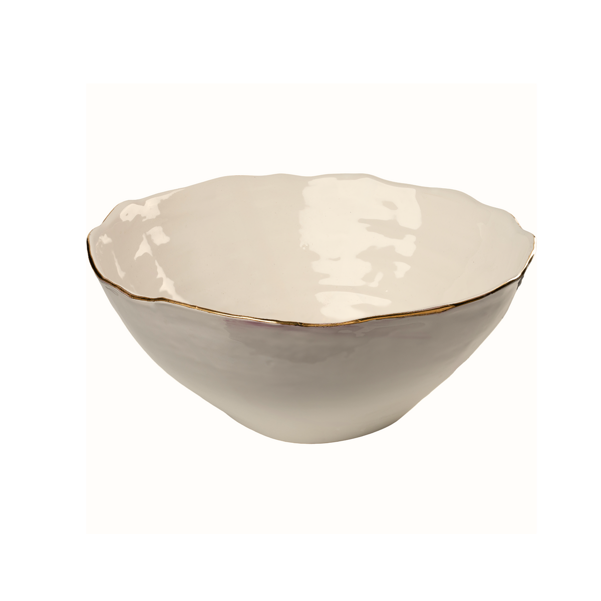 Gold Rim Serving Bowl with Crown