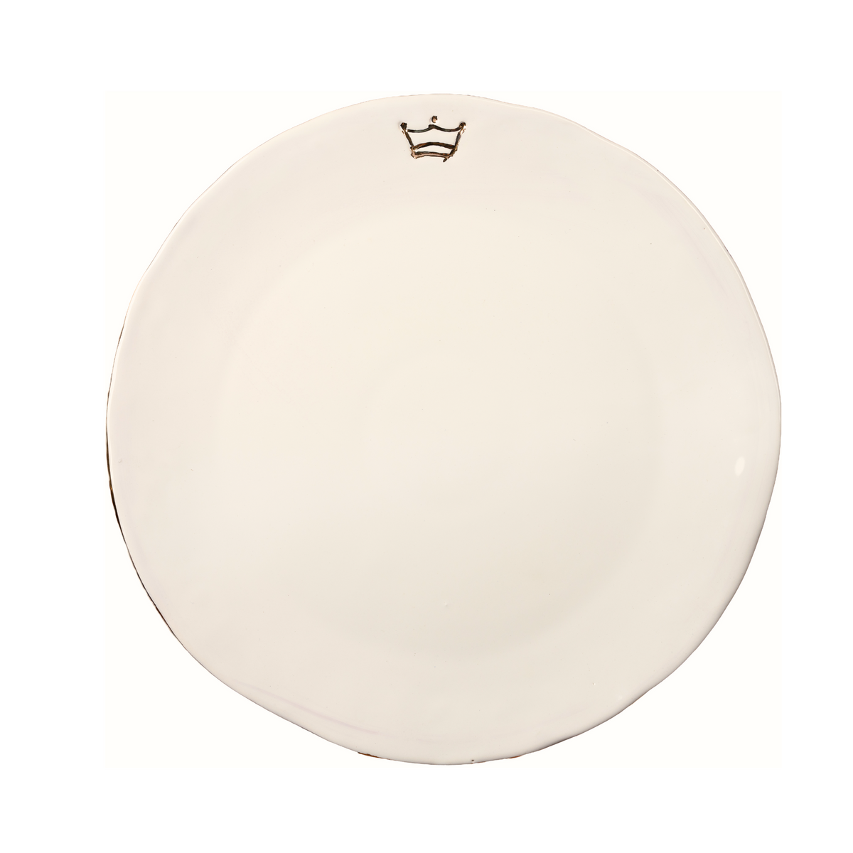 Gold Rim Dinner Plate with Crown, Set of 4