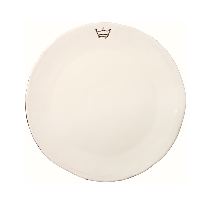 Gold Rim Dinner Plate with Crown, Set of 4