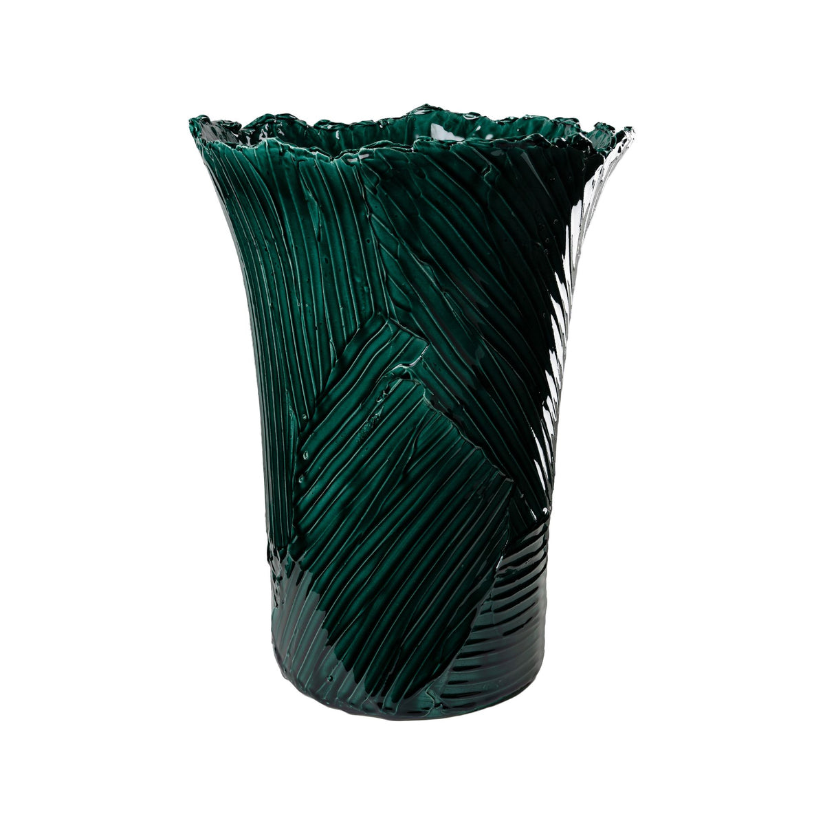 Textured Vase, Medium, Emerald Green