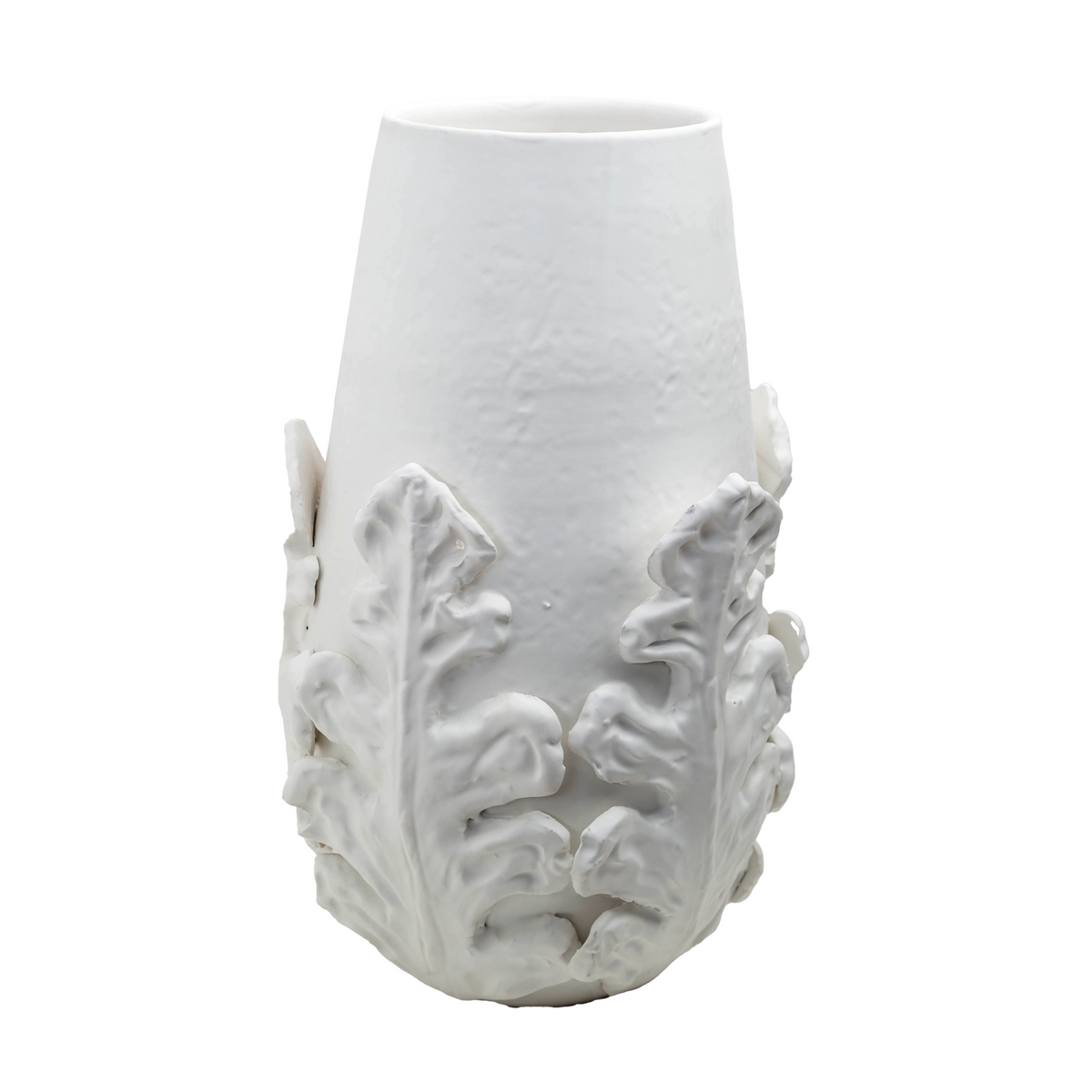 Greco Tall Vase, White Leaves