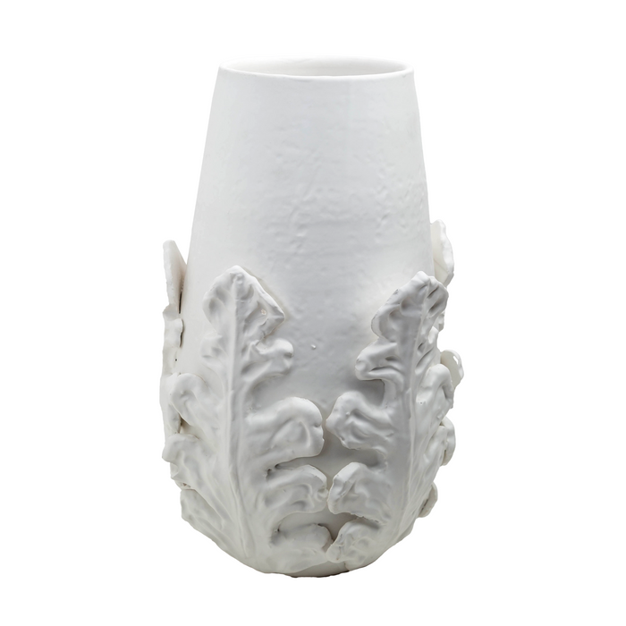 Greco Tall Vase, White Leaves