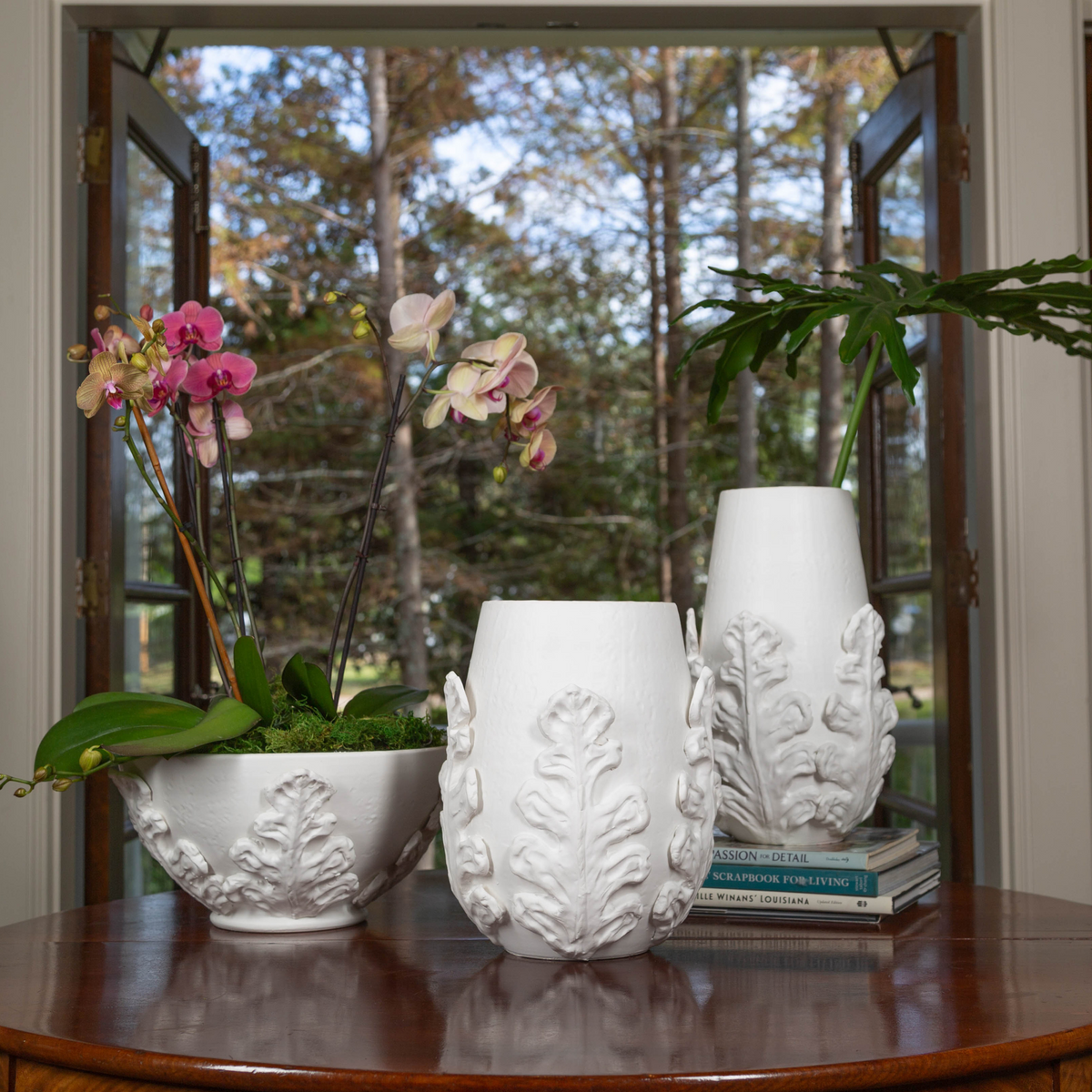 Greco Bowl, White Leaves