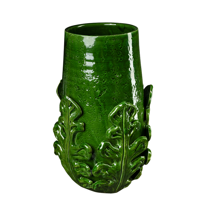 Greco Tall Vase, Green Leaves
