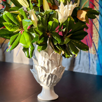 Foliage Footed Vase, White