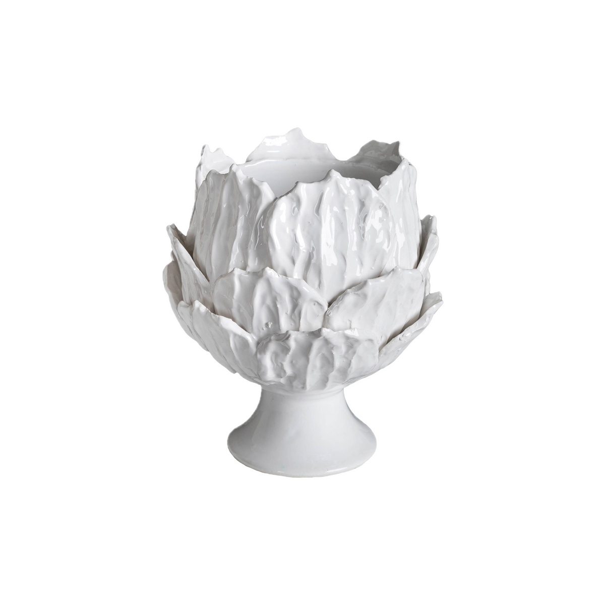 Foliage Footed Cachepot, White