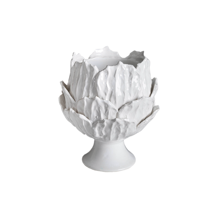 Foliage Footed Cachepot, White