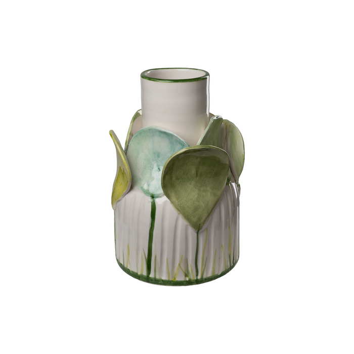 Vase with petals, pastel green