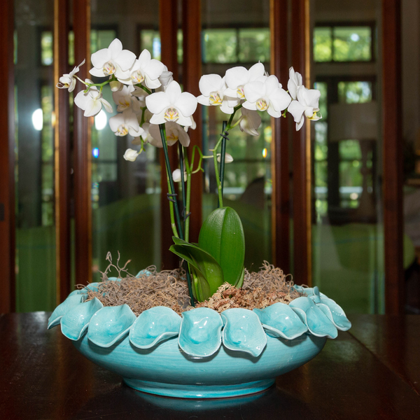 Bowl with Petals, Turquoise