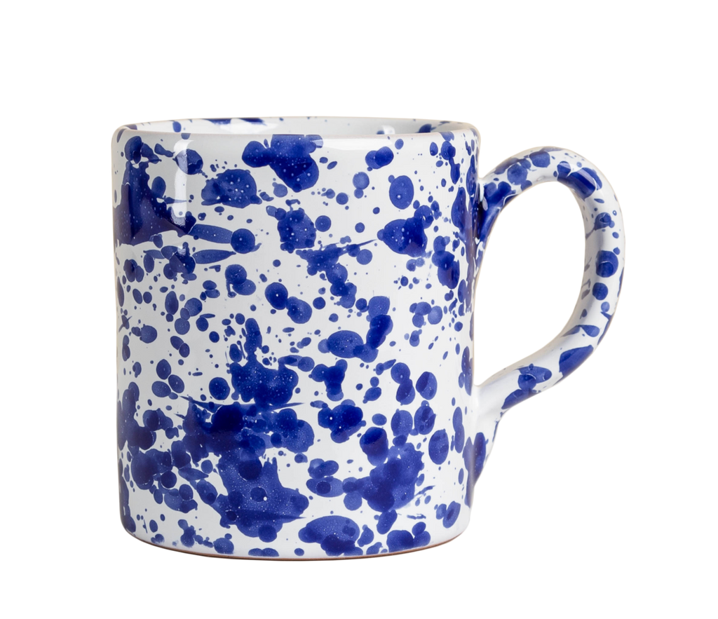 Taverna Speckled Mug, Cobalt/White, Set of 4