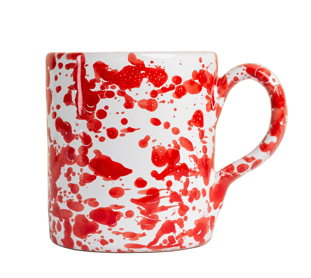 Taverna Speckled Mug, Red / White, Set of 4