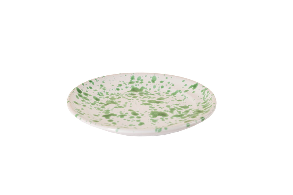 Taverna Speckled Dessert Plate, Green/White, Set of 4