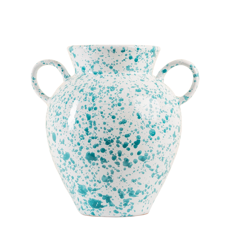 Taverna Speckled Two Handled Jug, Turquoise/White
