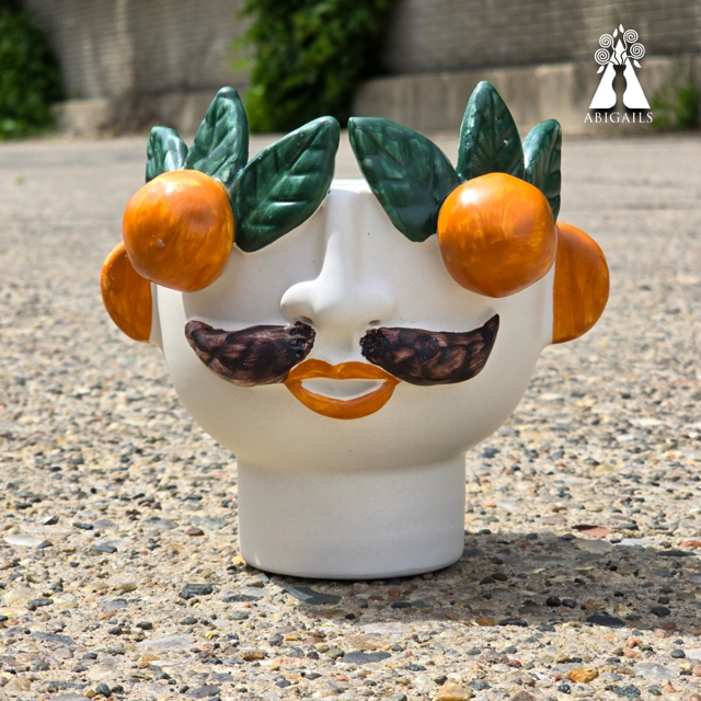 Studio Z Cachepot, Small Head with Mandarins