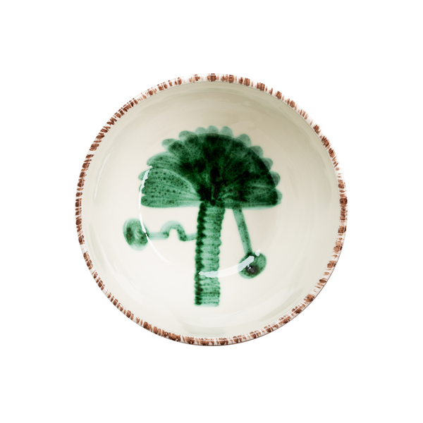 Casa Nuno Bowl, Green with Palm, Set of 2