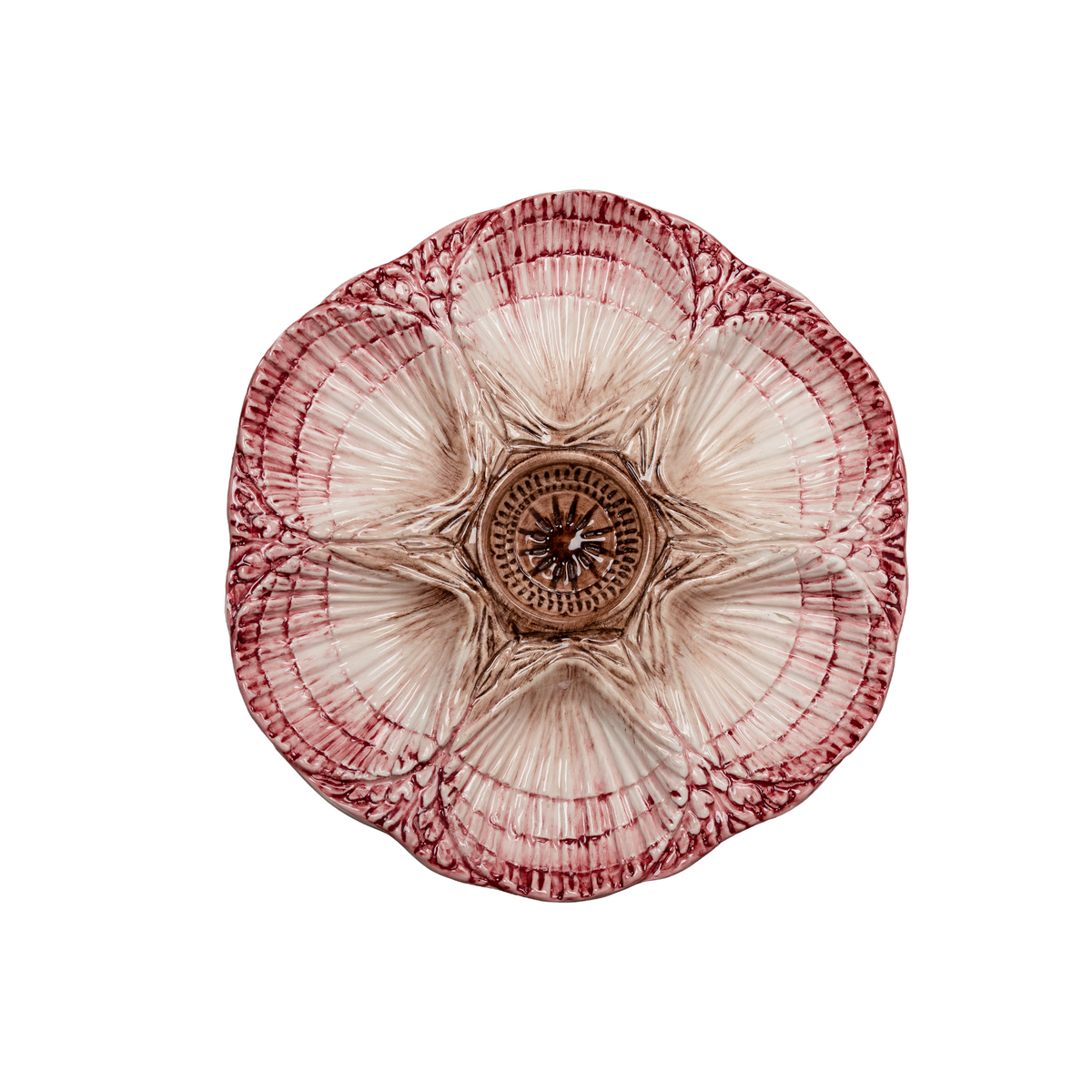 NOLA Oyster Plate, Cream & Burgundy, Set of 2