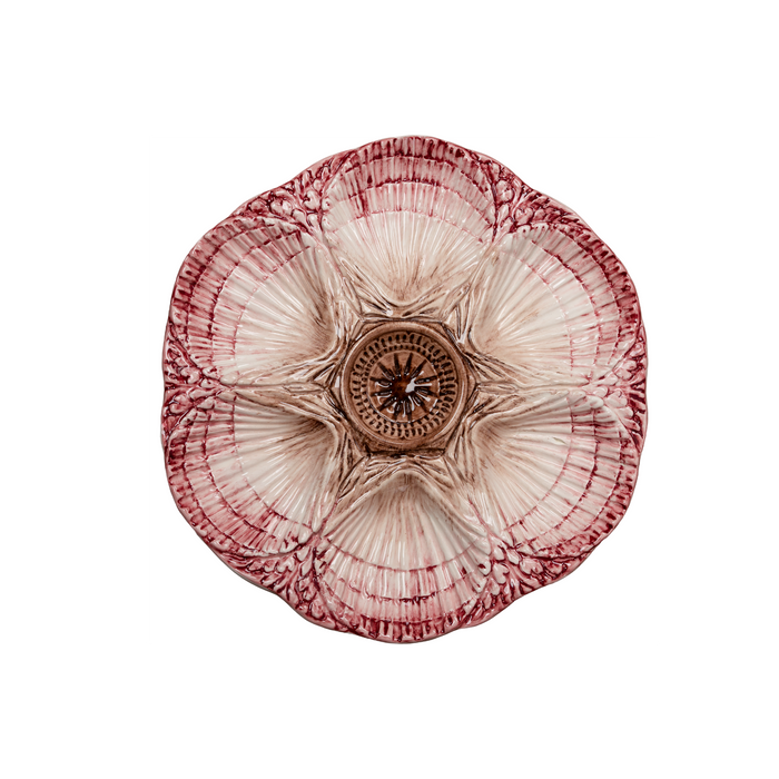 NOLA Oyster Plate, Cream & Burgundy, Set of 2