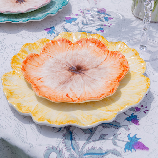 Elisabetta Flower Dinner Plate, Yellow, Set of 2