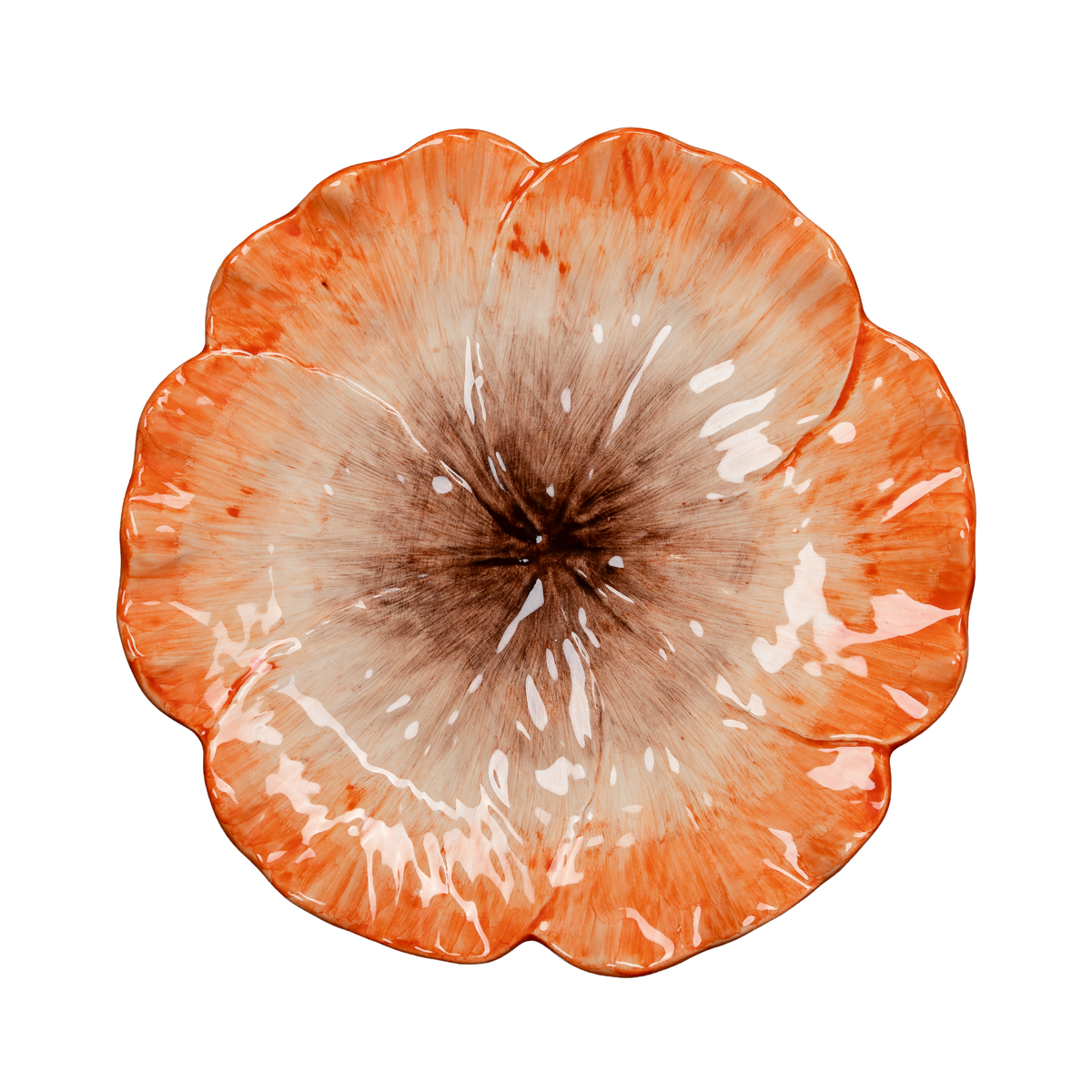 Elisabetta Flower Dinner Plate, Orange, Set of 2