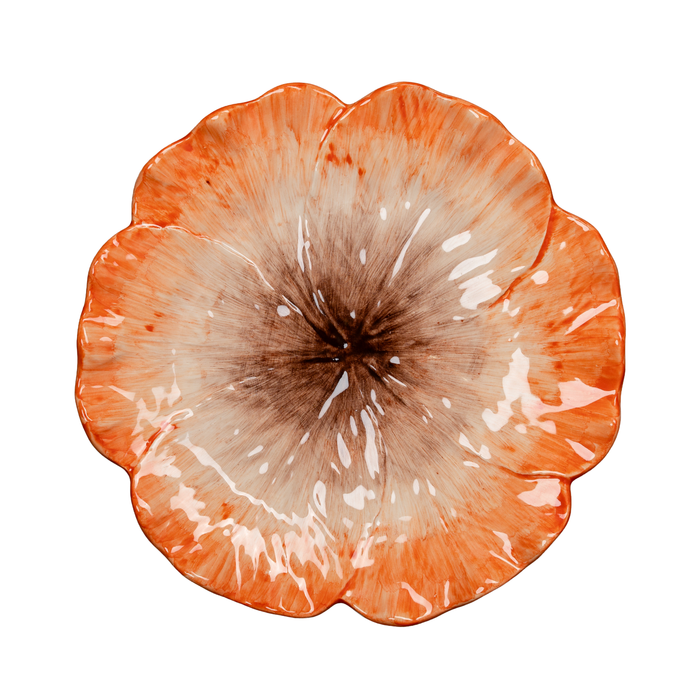 Elisabetta Flower Dinner Plate, Orange, Set of 2