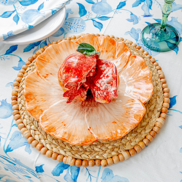 Elisabetta Flower Dinner Plate, Orange, Set of 2