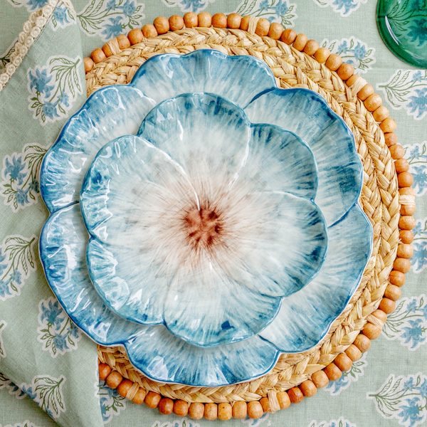 Elisabetta Flower Dessert Plate, Blue, Set of 2