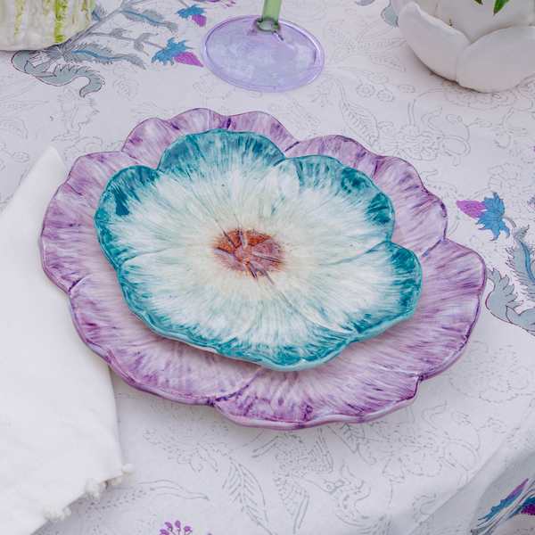 Elisabetta Flower Dinner Plate, Lilac, Set of 2