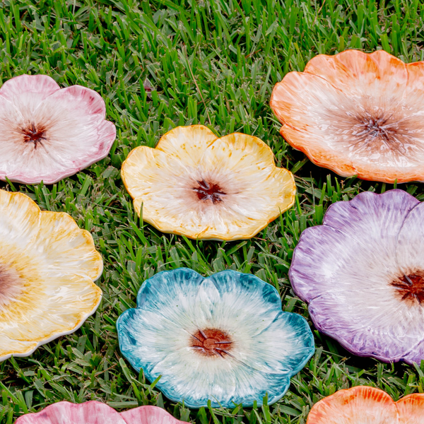 Elisabetta Flower Dessert Plate, Yellow, Set of 2