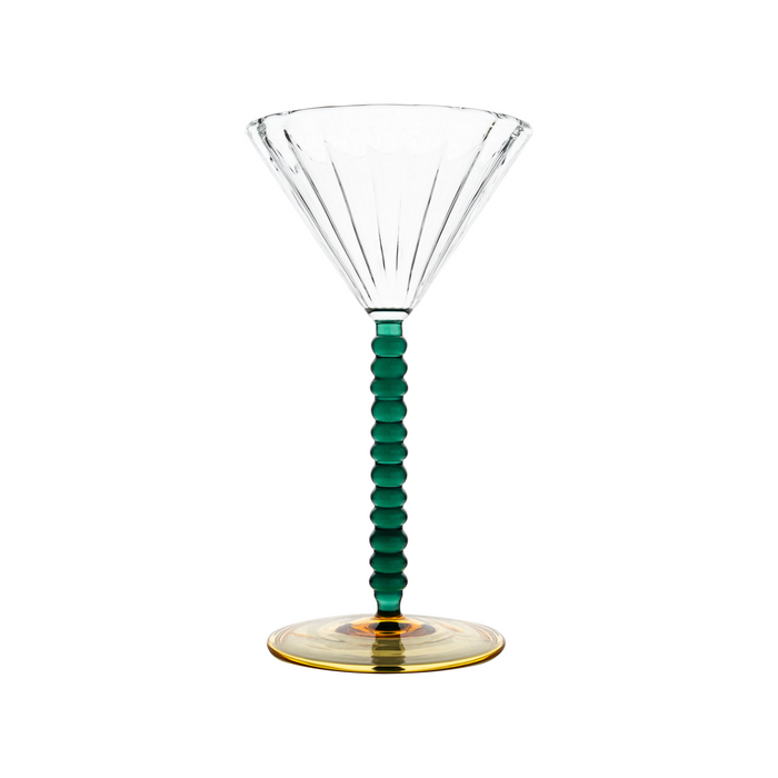 Palazzo Martini Glass, Clear, Green, Gold, Set of 4