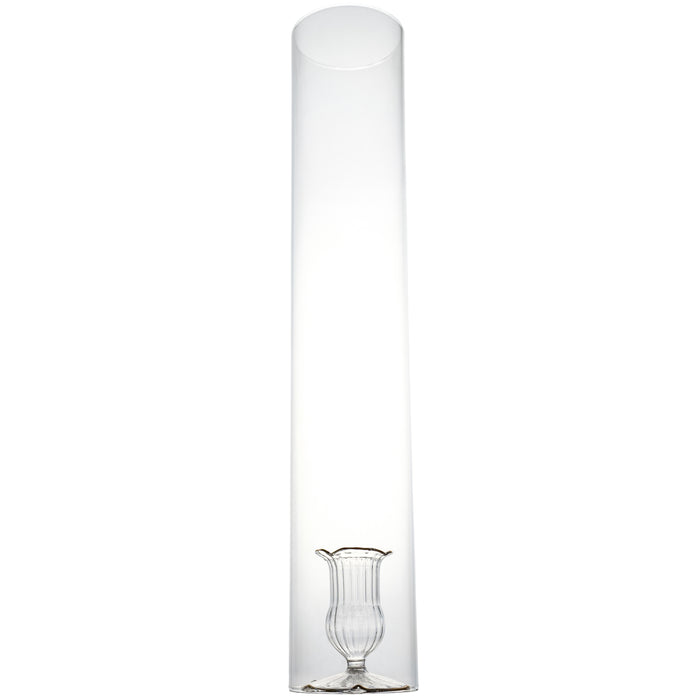 2 Piece Candleholder, Clear with Gold Trim Candleholder and Clear Cylinder, Set of 4