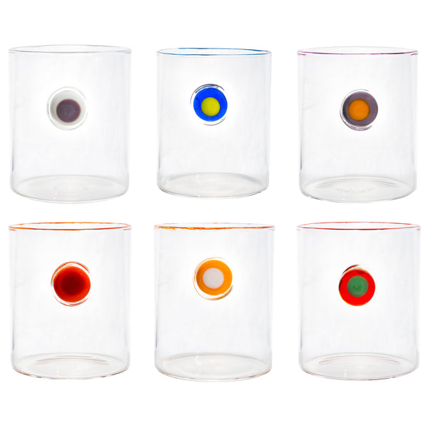 Medallion Tumblers, Multi color Set of 6