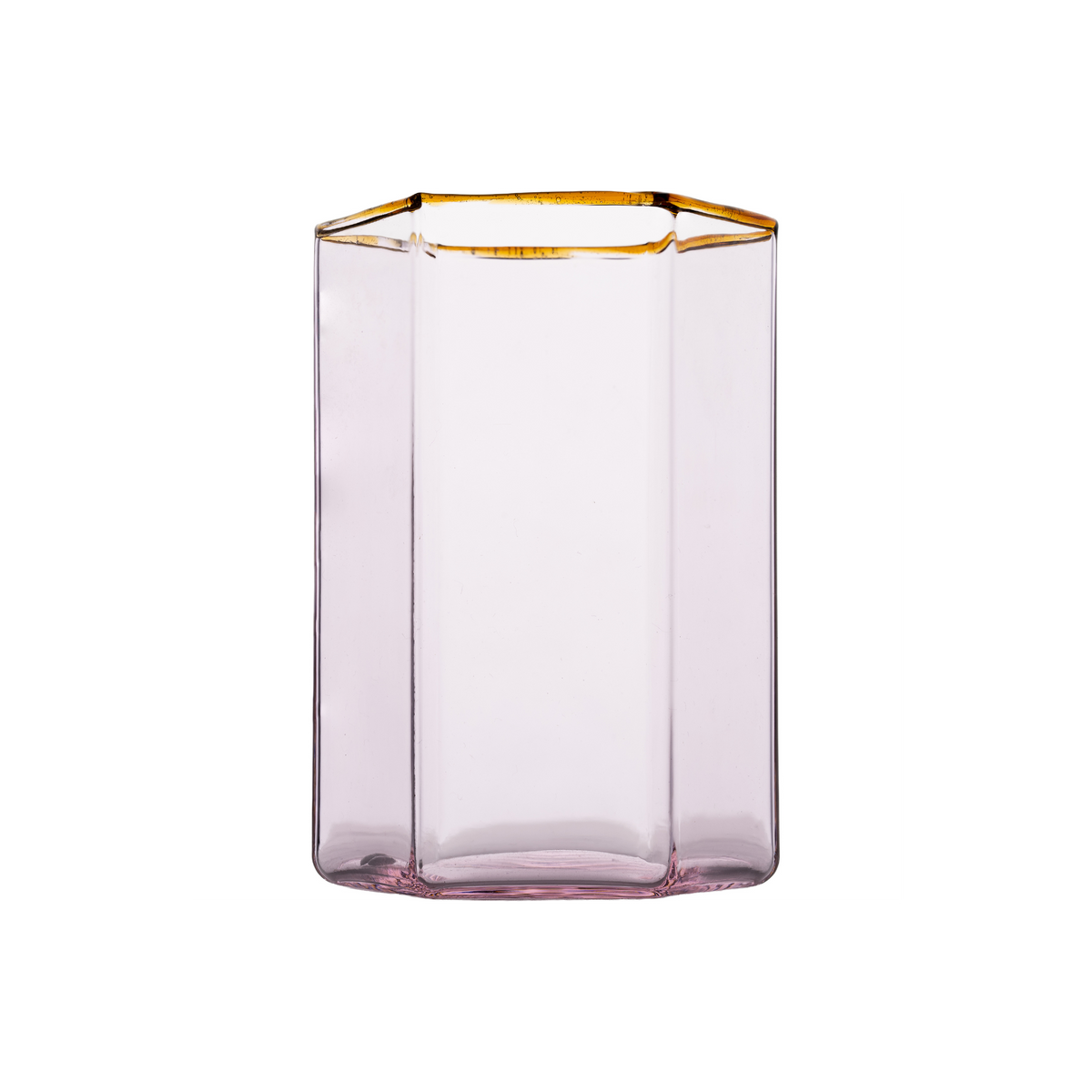 Hampton Hexagon Tumbler, Pink with Amber Rim, Set of 4