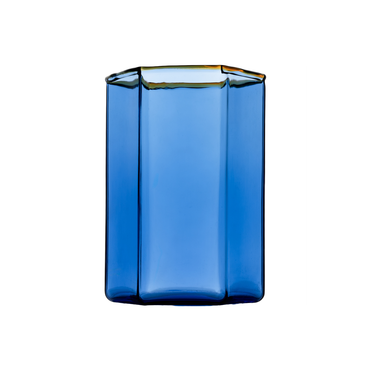 Hampton Hexagon Tumbler, Blue with Amber Rim, Set of 4