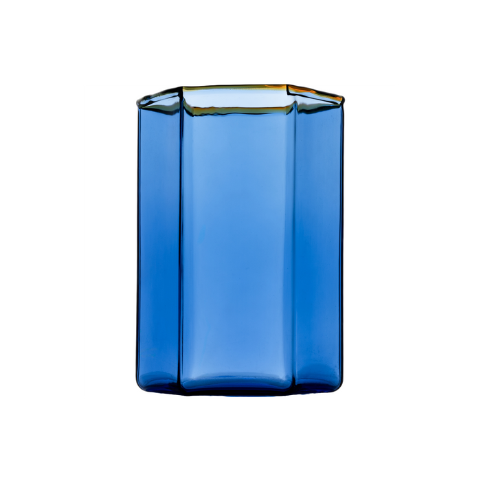 Hampton Hexagon Tumbler, Blue with Amber Rim, Set of 4