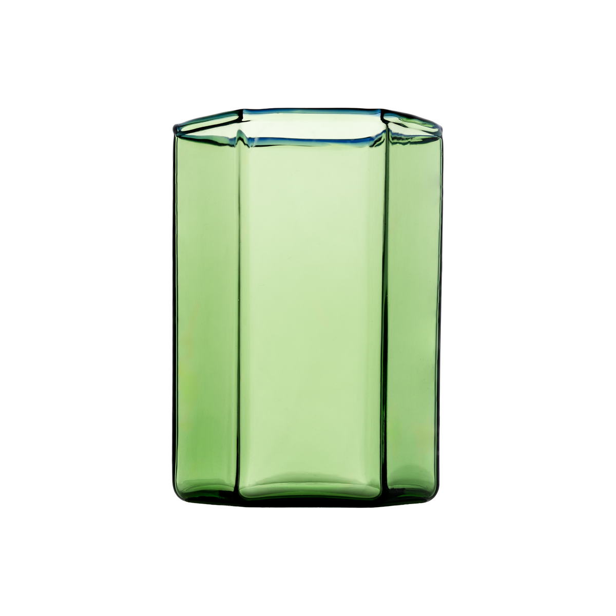Hampton Hexagon Tumbler, Green with Blue Rim, Set of 4