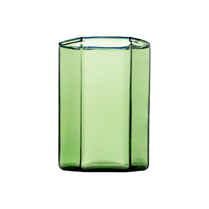 Hampton Hexagon Tumbler, Green with Blue Rim, Set of 4