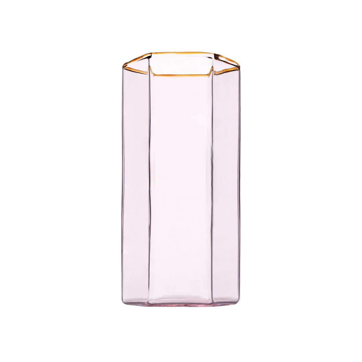 Hampton Hexagon Highball, Pink with Amber Rim, Set of 4