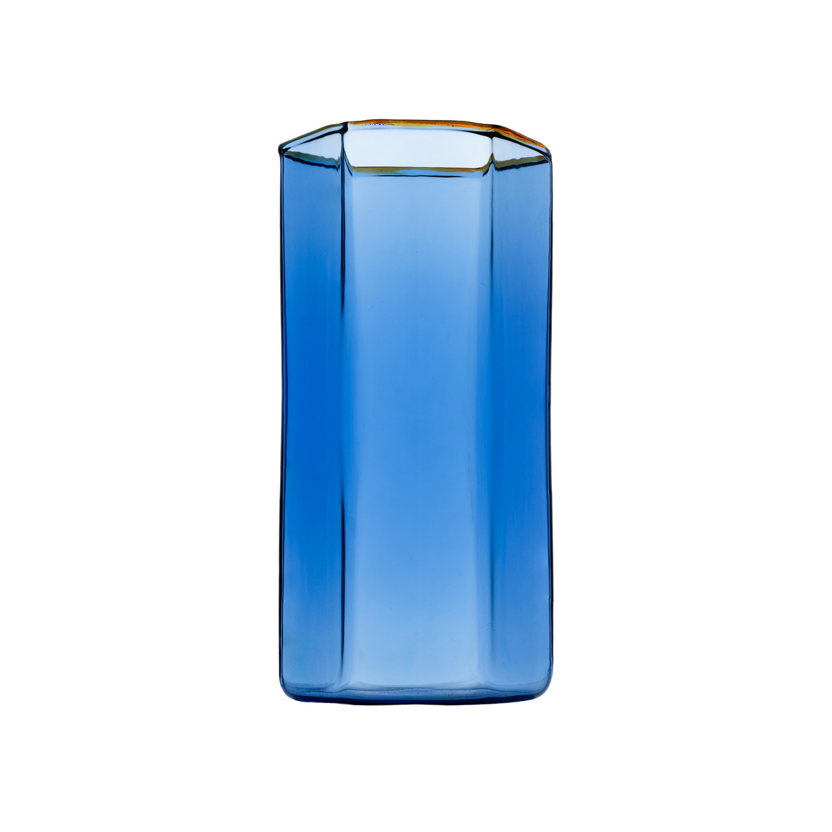 Hampton Hexagon Highball, Blue with Amber Rim, Set of 4