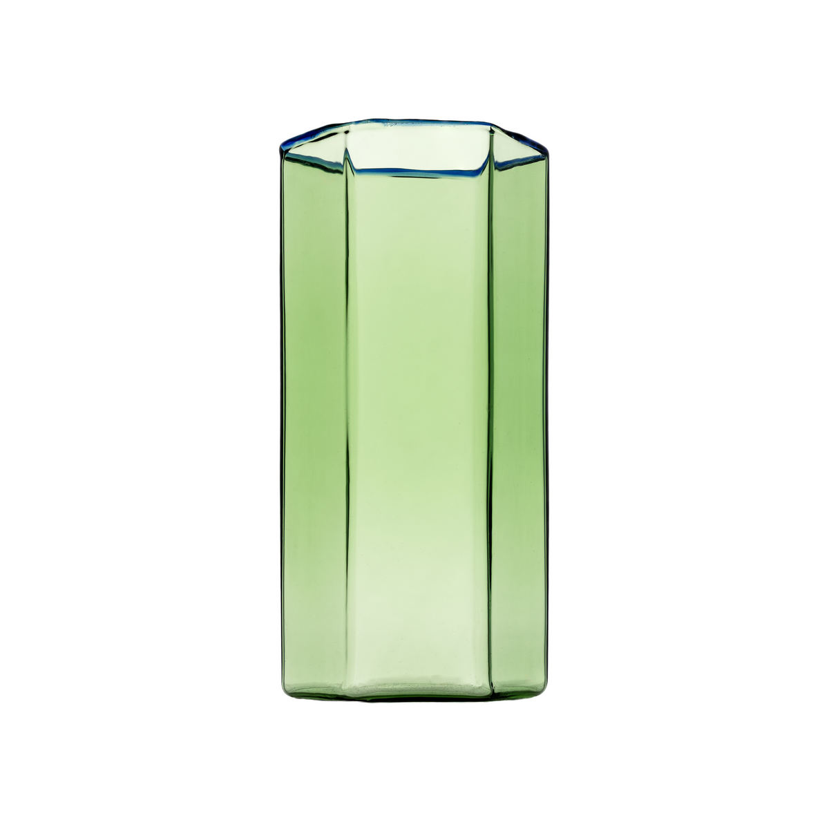 Hampton Hexagon Highball, Green with Blue Rim, Set of 4