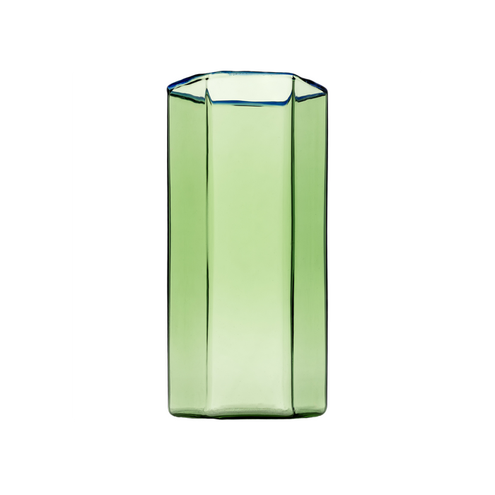 Hampton Hexagon Highball, Green with Blue Rim, Set of 4