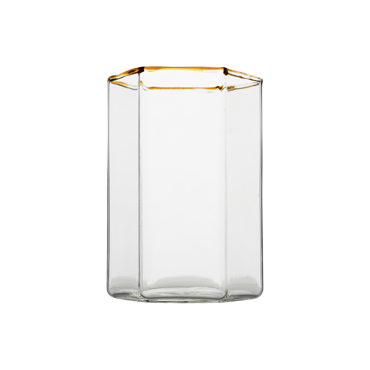 Hampton Hexagon Tumbler, Clear with Amber Rim, Set of 4