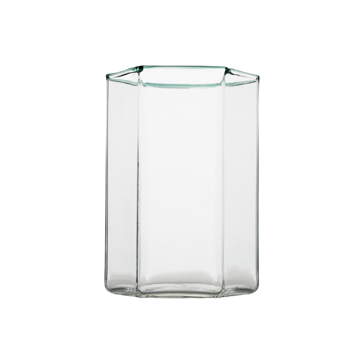 Hampton Hexagon Tumbler, Clear with Green Rim, Set of 4